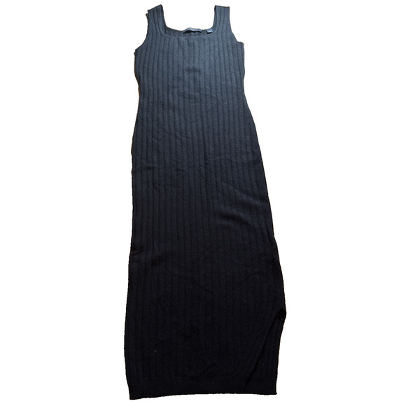 All Saints Dress Margot Crew Wool Aplaca Blend Ribbed Sweater Tank Dress Black S - Picture 2 of 10